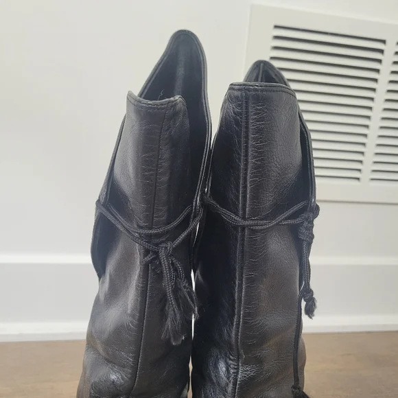 Vintage 80's black genuine leather mid calf boots Size 7 - Picture 13 of 16